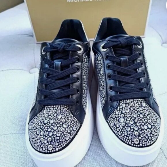 Michael Kors Romey Lace Up Embellished Platform Sneaker  Size 6.5 Black - Picture 3 of 5